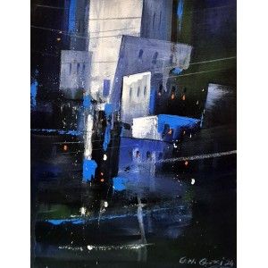 G. N. Qazi, 12 x 16 inch, Acrylic on Canvas, Cityscape Painting, AC-GNQ-082